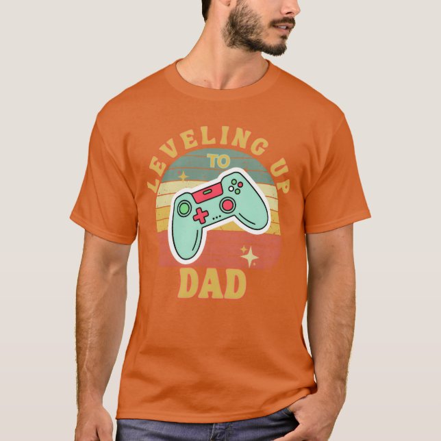 Leveling Upo Dad Funny Gaming Gamer Dad retro vint T Shirt (Framsida)