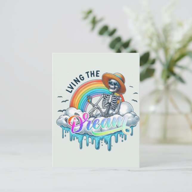 Lever Drömmen - Skelett Vykort (Stående Fram)