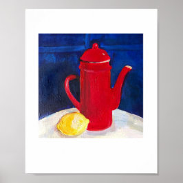 lever fortfarande med rödkaffekanna och citron poster