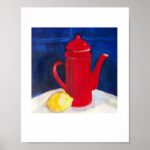 lever fortfarande med rödkaffekanna och citron poster