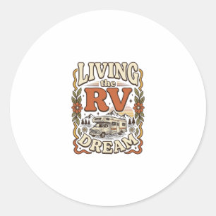 Lever livet i husvagn dröm vintage camping t-shirt runt klistermärke