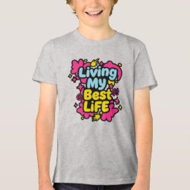 Lever min bästa liv färgglad popkonstgrafik t shirt
