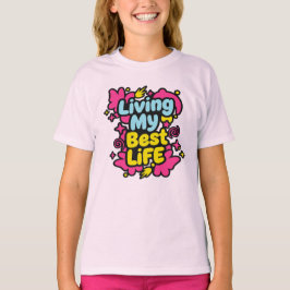 Lever min bästa liv färgglad popkonstgrafik t shirt