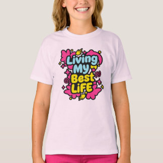 Lever min bästa liv färgglad popkonstgrafik t shirt
