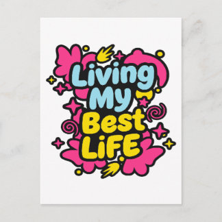 Lever min bästa liv färgglad popkonstgrafik vykort