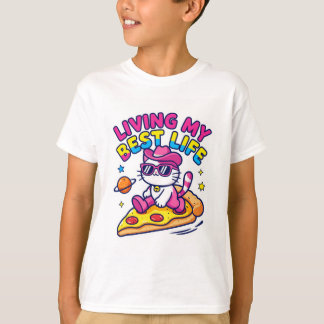 Lever min bästa liv katt T-shirt