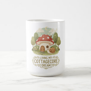 Lever min Cottagecore-dröm Söt Whimsical Svampdr Kaffemugg
