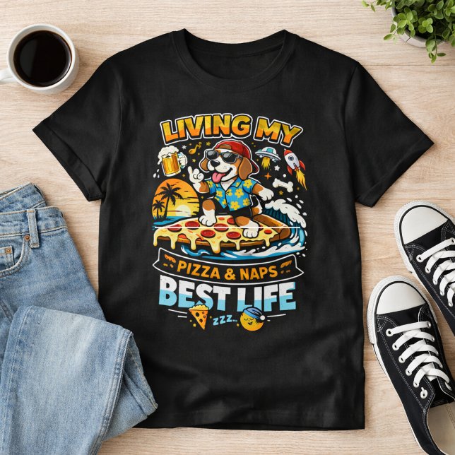 Lever mitt bästa pizzor & tupplur-liv Rolig hund t Shirt (Skapare uppladdad)