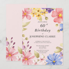 Lever och gallvägar Blommigt Utandning 60: e Födel Inbjudningar