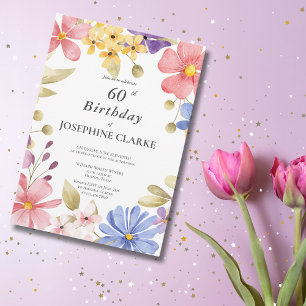 Lever och gallvägar Blommigt Utandning 60: e Födel Inbjudningar