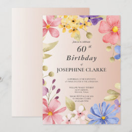 Lever och gallvägar Blommigt Utandning 60: e Födel Inbjudningar