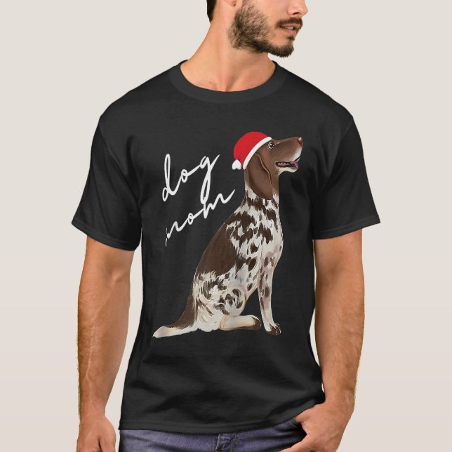 Lever och vit engelsk pekare Hund Mamma - julrö T Shirt (Framsida)