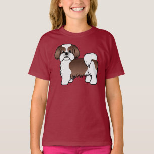 Lever Och Vit Shih Tzu Söt Tecknad Hund T Shirt
