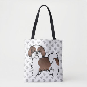 Lever Och Vit Shih Tzu Tecknad Hund & Tass Tygkasse
