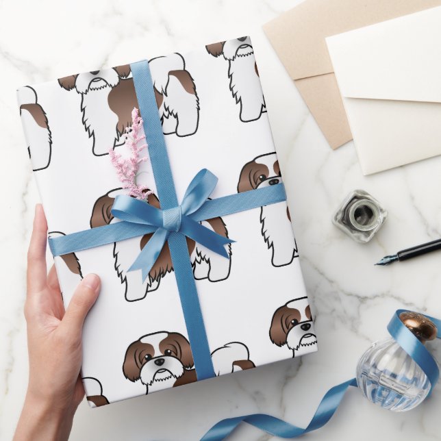 Lever Och Vit Shih Tzu Tecknad Hundmönster Presentpapper (Gifting)