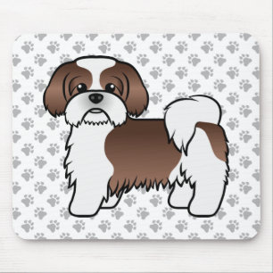 lever och vit sjö Tzu Cute Tecknad hund Musmatta