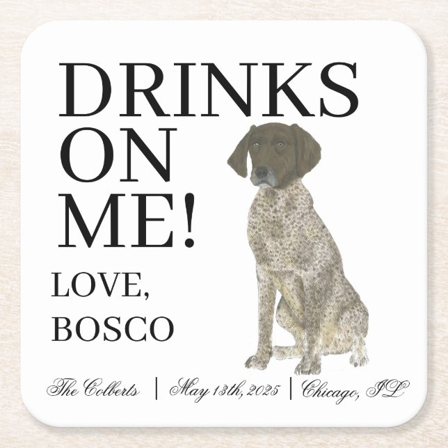 Lever- och vittysk korthögtalare Bröllop Underlägg Papper Kvadrat (Framsidan)