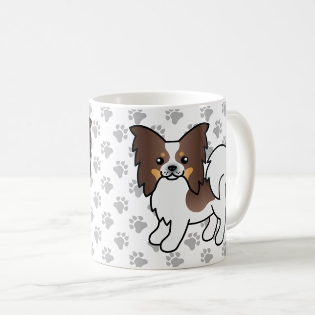 Lever Trefärgad Fjärilspudel Söt Tecknad Hund & Ta Kaffemugg (Framsida höger)