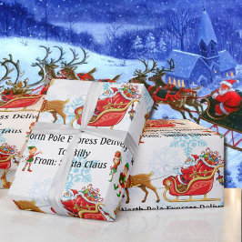 Leverans av Nordpolen från Santa Add Child's NAMN Presentpapper