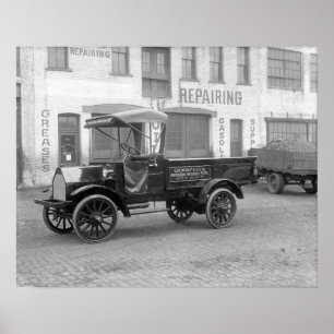 Leveransbil för bildelar, 1915. Gammalt foto Poster