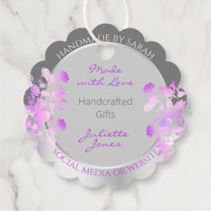 Leveranser av Blommigt från Lila Silver Grått Gåvor Etiketter
