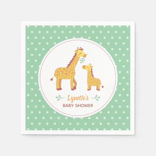 Leveranser av Giraffe Mamma och Baby, Polka dots P Pappersservett (Framsidan)