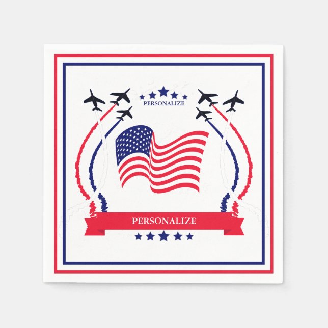Leveranser av Red White & Blue Any Tillfälle Party Pappersservett (Framsidan)