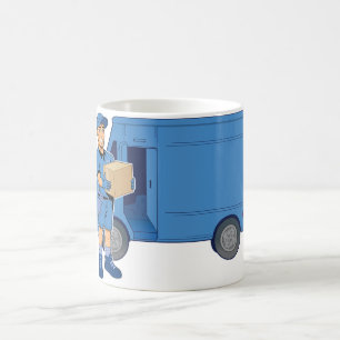 Leveransman och skåpbil kaffemugg