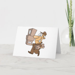 Leveransman som bär paket och paket tack kort