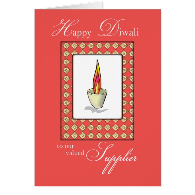 Leverantör Diwali Candle på Red Hälsningskort (Framsidan)