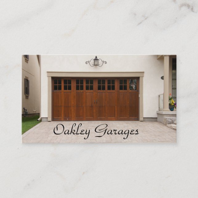 Leverantör för hus för garagedörrkörbana visitkort (Framsida)