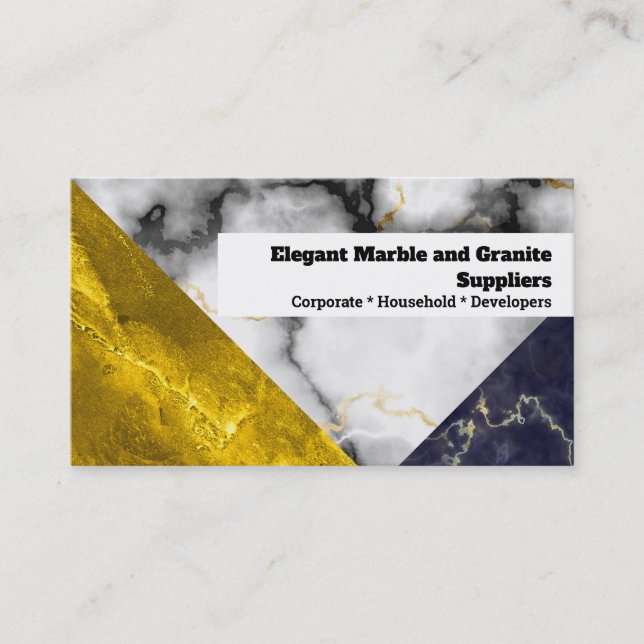 Leverantörer av marmor, svart granulat av Chic gul Visitkort (Framsida)