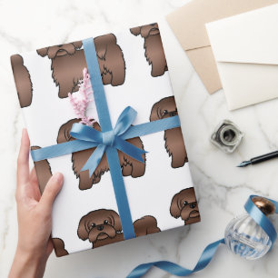 Leverbrun Shih Tzu Söt Tecknad Hundmönster Presentpapper
