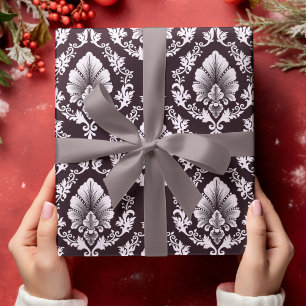 Leverera Blommigt Damask Seamless Shiny Flower Mön Presentpapper
