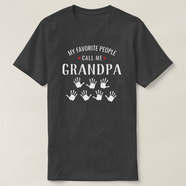 Leverera för Grandpa eller Grandma 7 Barnbarn Hand T Shirt (Design framsida)