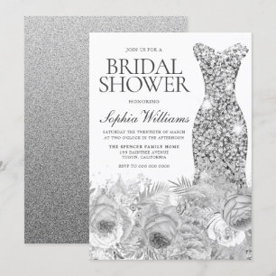 Leverera Grått Gnistra Dress & Blommigt Möhippa Inbjudningar