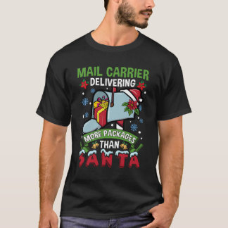 Leverera mer Paket än Santa Funny Postal T Shirt