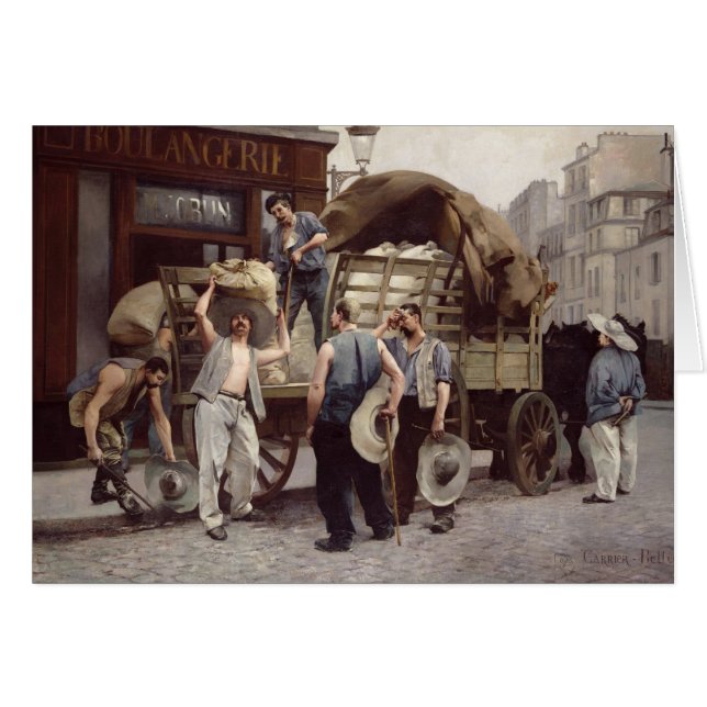 Leverera mjöl, 1885 hälsningskort (Framsidan Horizontal)