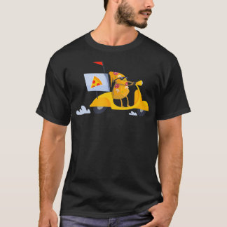 Leverera pizzagare i en motorcykel t shirt