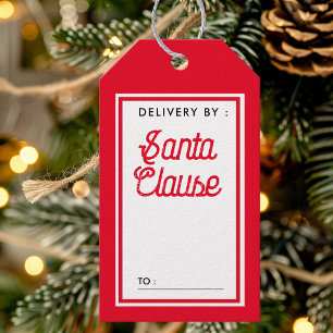 Levererad av Jultomten Red and White-jul Presentetikett