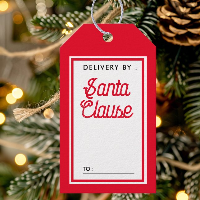 Levererad av Jultomten Red and White-jul Presentetikett (Skapare uppladdad)