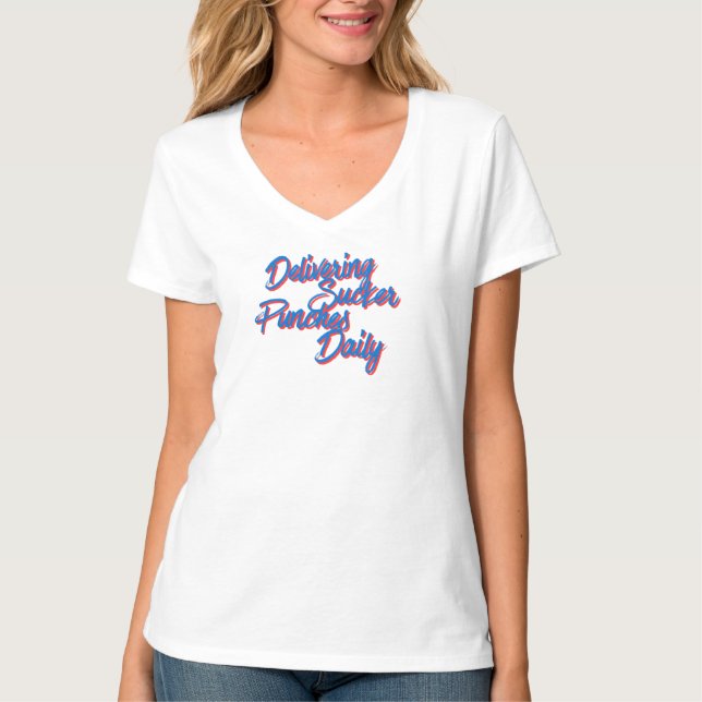 Levererar Sucker Punches V-ringad hals T Shirt (Framsida)