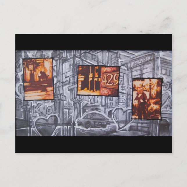 Levererat på tredje gatuvykortet vykort (Framsida)