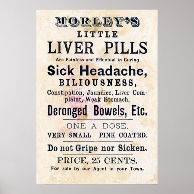 LEVERPILLS CURE ALLT PÅ 1800-TALET POSTER (Framsidan)
