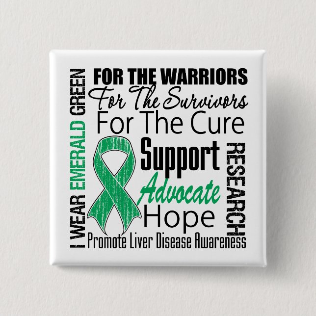 Leversjukdom I Bära Emerald Grönt Ribbon Knapp (Framsida)