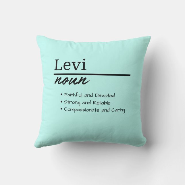 Levi, Boy Personlig Namn Definition Kudde (Baksida)