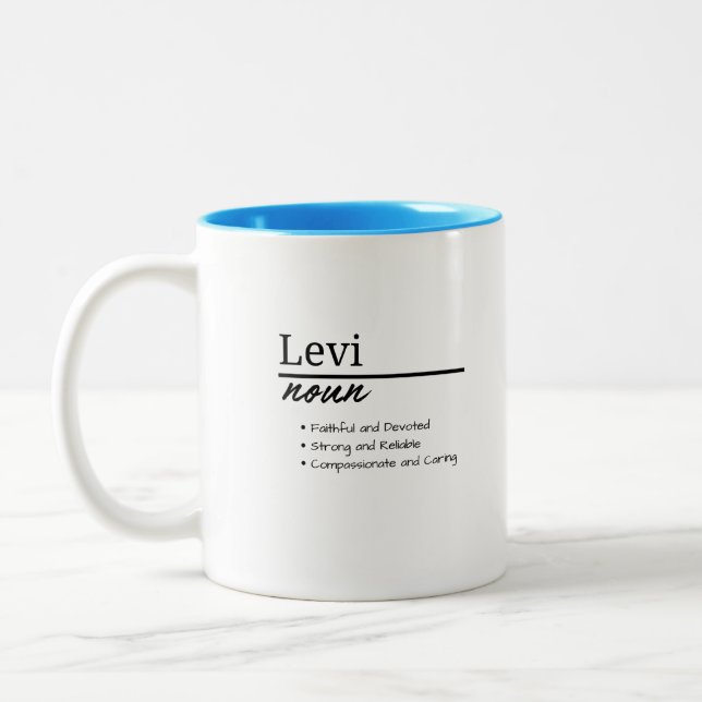 Levi, Boy Personlig Namn Definition Två-Tonad Mugg (Vänster)