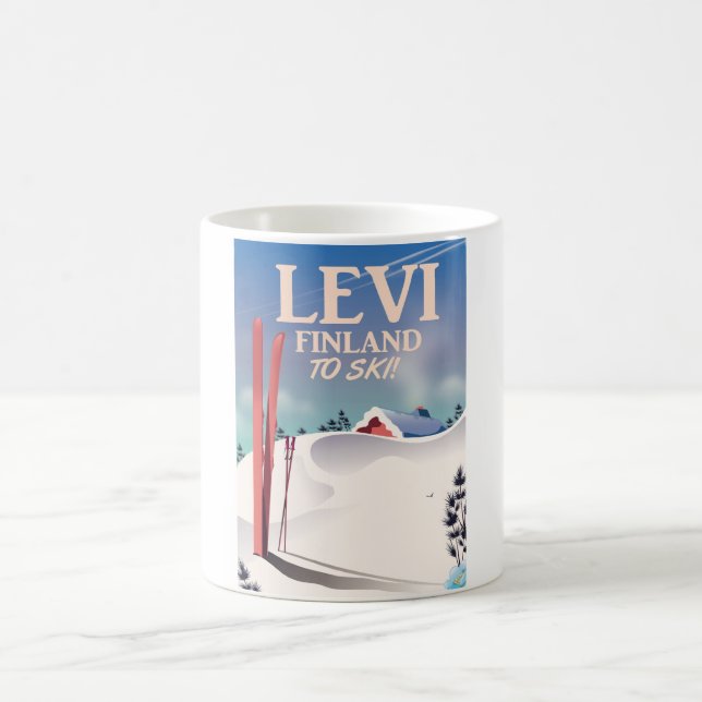 Levi, Finland skidresor affisch Magisk Mugg (Center)