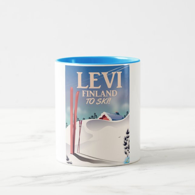 Levi, Finland skidresor affisch Två-Tonad Mugg (Center)