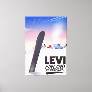 Levi Finland Snowboard reseskylt Canvastryck